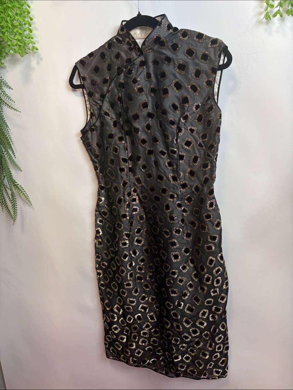 Sleeveless Black Dress with Gold Accent